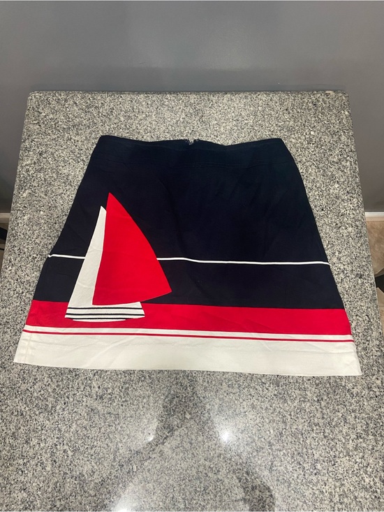 Talbots Dresses & Skirts - Vintage TALBOTS Womens Petites Nautical Sailboat Skirt Navy Blue Red White 14WP